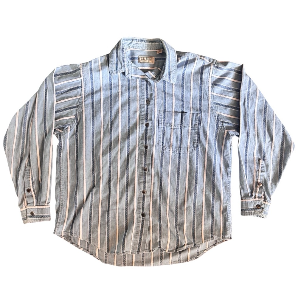 USA-Made L.L. Bean Cotton Stripe Button-Up Shirt - Size 12